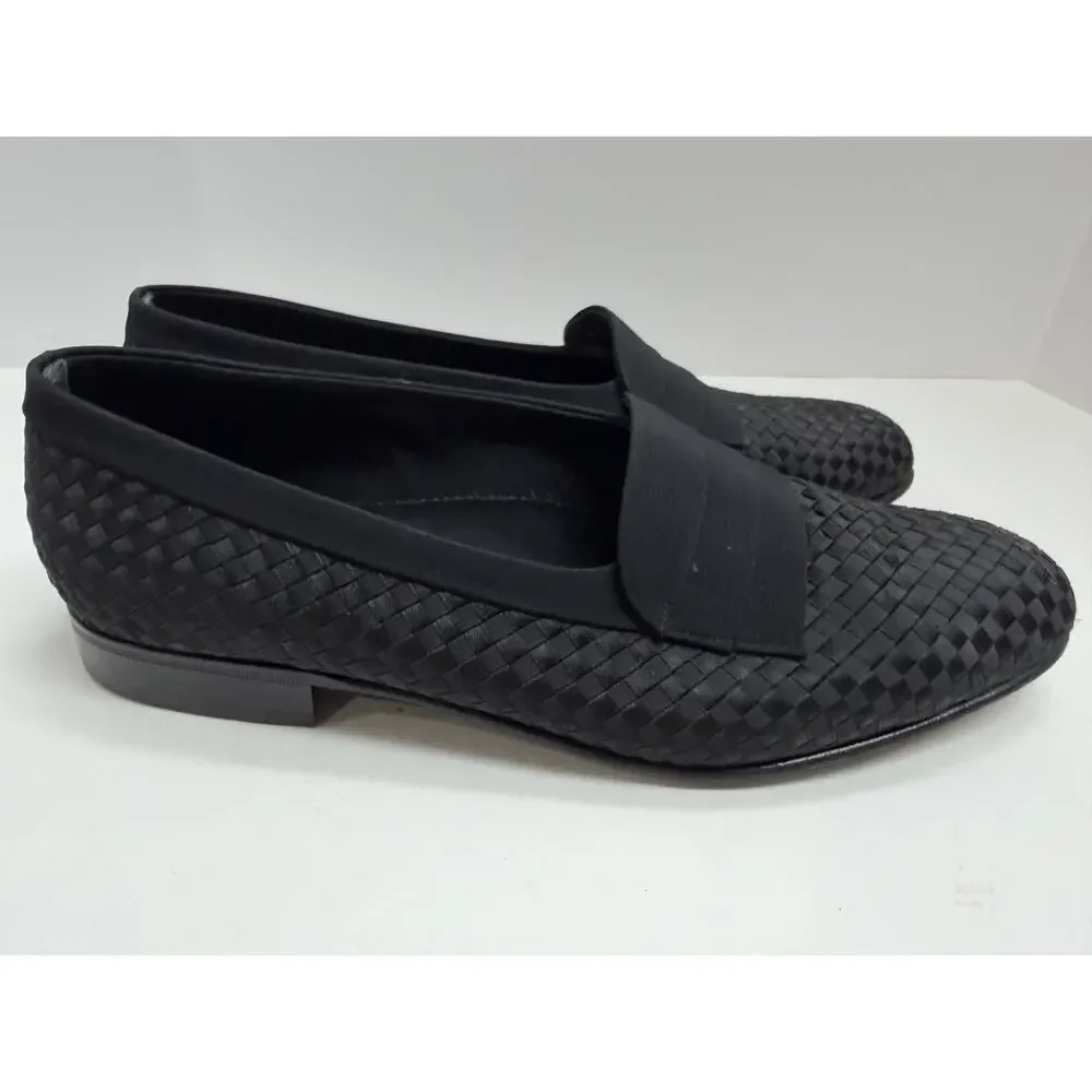 Bally Men’s Black Leather Dress Shoes 10D Basket Weave Toe Luxury Italian